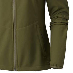 Chaqueta de forro polar verde oliva para mujer, con cremallera completa, cuello alto, cortavientos, informal, para exteriores, corte regular, chaqueta softshell para mujer - Product Image 5