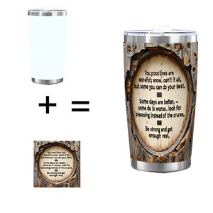 Gobelet isotherme en acier inoxydable de 20 oz, anti-fuite, avec design en bois et citation inspirante - Product Image 4