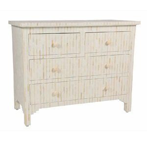 Mueble de tocador de 4 cajones con incrustaciones de hueso de rayas blancas de alta calidad para sala de estar, Hotel o salón, precio al por mayor - Product Image 1