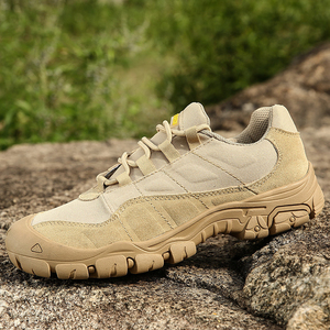Men's Khaki <b>Hiking</b> Shoes Mesh Upper Breathable Round Toe Rubber Outsole All Seasons Outdoor Walking - Product Image 3