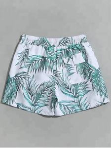 Pantalones cortos de verano para hombre, estilo chino, con estampado floral frontal, de punto, con cordón, de seda helada, a la moda, holgados e informales. - Product Image 4