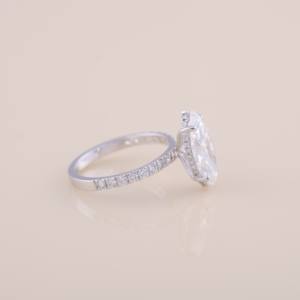 IGI Certified Marquise Cut Diamond Engagement / Wedding <b>Ring</b> <b>with</b> Pavé Band in Solid <b>925</b> Sterling <b>Silver</b> - Product Image 5