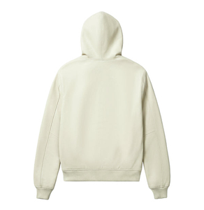 Veste à capuche en cuir crème pour homme, coupe classique, couleur unie, veste bomber à capuche avec fermeture éclair, pour l'automne - Product Image 6