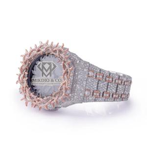 Reloj Digital de Lujo Personalizado OEM con Incrustaciones de Moissanita VVS para Hombre, Bisel con Espinas Doradas, Caja Completamente con Diamantes, Correa de Goma, Estilo Hip Hop - Product Image 2