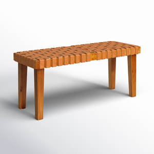 Silla de salón elegante Banco tejido madera marrón - Product Image 3