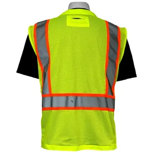 Gilet de sécurité réfléchissant personnalisable avec logo, haute visibilité, poches pour travaux de construction - Product Image 6