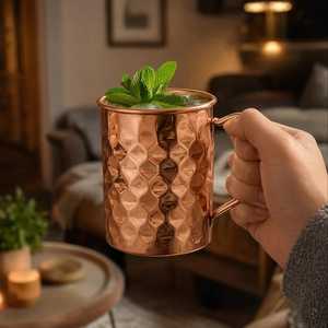 Vente en gros Craftsy Home Mug Moscow Mule en cuivre massif martelé moderne avec poignée, durable, grande capacité, pour bar et boissons - Product Image 1