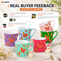 Mug à café en céramique imprimé papillon coloré, logo personnalisé, OEM, ODM, fabricant de marques privées, vente en gros, vente au détail, cadeaux