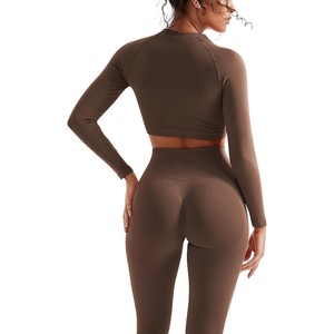 <b>Red</b> Two Piece Yoga Set Scoop Neck Sleeveless <b>Crop</b> <b>Top</b> High Waist Full Length Leggings Seamless Spandex/Nylon Plus Size Front - Product Image 4