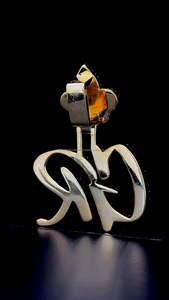 จี้อัญมณีสีเงินสเตอร์ลิงชุบทองจี้ตัวหนังสือสำหรับงานปาร์ตี้ฮิปฮอป - Product Image 3