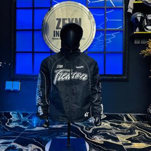 Vestes coupe-vent réfléchissantes de haute qualité pour hommes, manches longues, grandes poches zippées, veste coupe-vent imperméable personnalisée pour hommes - Product Image 1