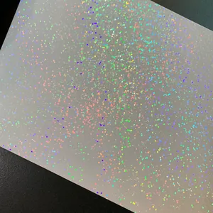 Sequins Transparent Self Adhesive Holographic Film Decorative Iridescent Glitter <b>Vinyl</b> Roll for Gift Packaging Craft Decoration - Product Image 3