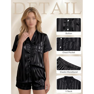 Conjunto de Pijama Corto sin Mangas para Mujer, con Estampado de Letras, Suave, de Poliéster y Elastano, Transpirable y de Secado Rápido - Product Image 5