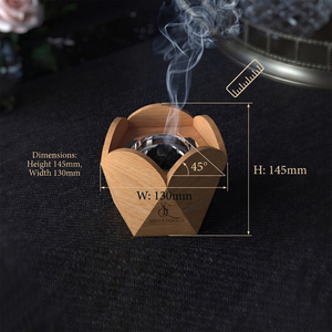 Quemador de incienso de madera de loto con forma de tulipán, soporte geométrico árabe para incienso Oud con taza de carbón metálica extraíble para uso con incienso. - Product Image 2