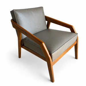 Fauteuil lounge ergonomique minimaliste en bois massif, style Mid-Century, avec coussin rembourré, en teck, pour salon, mobilier de maison écologique - Product Image 6