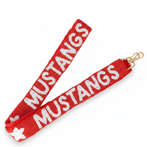 Sangle de sac en coton brodé marine avec étoiles orange, design perlé artisanal réglable pour sacs, jours de match et usage quotidien - Product Image 6