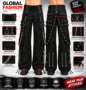 Pantalon Harem Gothique pour Homme en Toile Noire avec Cordon de Serrage à la Taille, Multiples Poches, Style Urbain, Pantalon de Mode pour l'Automne - Product Image 5