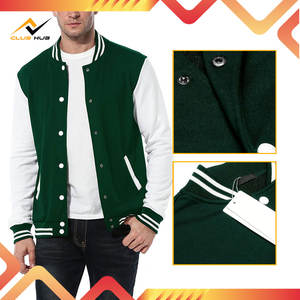 Veste universitaire en laine et coton de haute qualité pour homme, logo brodé personnalisé, col montant, bomber d'hiver - Product Image 3