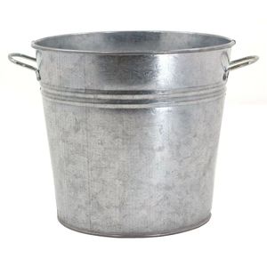 Rustic Distressed Metal <b>Planter</b> Pot, Vintage Weathered Patina Galvanized Steel Flower Pot for Garden Home Decor, Indoor Outdoor - Product Image 3