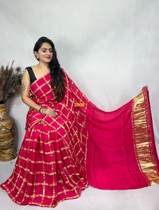Sari de Lujo de Seda Modal Gajji Ghatchola |   Sari de Seda Étnico Bandhej Tradicional Hecho a Mano - Product Image 2