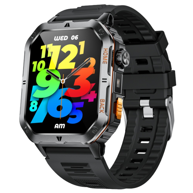 MT62 Hot Selling Men's Sport Smart Watch IP68 IPS 2.01 Inches Flashlight Multiple Sports Modes Heart Rate Sleep Monitoring