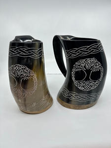 Cuerno Vikingo para Beber, Artesanía Vintage, Natural, Pulido, con Borde de Latón, Ecológico, Hecho a Mano, Tallado, con Base, Estilo Indio, Personalizado - Product Image 3