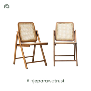 Silla Plegable de Mimbre y Ratán Vintage para Jardín, Sala de Estar, Cocina, Villa, Baño, Hecha en Indonesia - Laila - Product Image 1