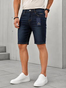 Pantalones Cortos de Mezclilla para Hombre F2WIN, Lavado Claro, Corte Recto, Formales, de Verano, con Bolsillos, Cintura Media, Transpirables, de Algodón Tejido, de Secado Rápido - Product Image 6