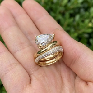Anillo de Compromiso de Lujo con Diamante Cultivado en Laboratorio, Corte Pera, 0.40-0.50CT, E VVS2, Chapado en Oro Trenzado, con Pavé, Certificado IGI, para Boda, Fiesta, Novia - Product Image 2