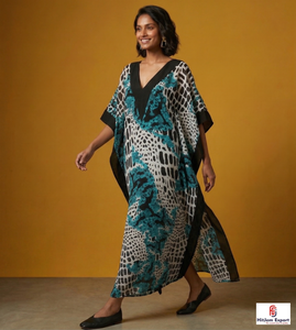 Printed <b>Kaftan</b> Dress Women <b>Summer</b> Beach Cover Up Loose Fit Lightweight Fabric Island Wear Bulk Export Supply - Product Image 3