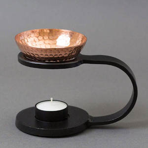 Black Metal Perfume Lamp Aromatherapy <b>Diffuser</b> <b>Tea</b> Light Holder All-Season Use for Bedroom and Bathroom Fragrance - Product Image 6
