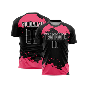Camiseta de Fútbol Sublimada Personalizada para Hombre, Negra y Azul, Absorbente de Humedad, Manga Corta, Cuello Redondo, Ajuste Atlético, Impresión con Nombre del Equipo - Product Image 4