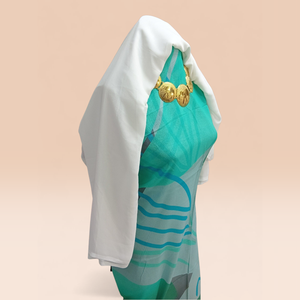 Dirac Verde Agua Alemán-Suizo con Estampado Abstracto y Gorgor Bordado |   Vestido de Fiesta de Boda Somalí - Product Image 2