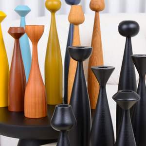 Support de bougie décoratif en bois pour la décoration de la maison avec des lanternes élégantes et des pots à bougies - Product Image 1