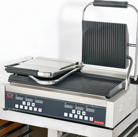 Jieguan EG-813D Équipement de cuisine commercial, gril à panini électrique numérique en acier inoxydable double, 4 menus, nettoyage facile