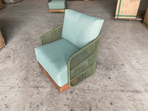 Sillón de mimbre para exteriores con cojines, asiento de patio, muebles modernos para jardín, olefina VPR F097, peso 230 gsm, D20 - Product Image 3
