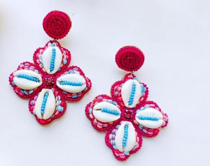 Pendientes de flores bordados a mano con cuentas de semillas, pendientes colgantes con borlas para mujer, de MD HANDICRAFTS - Product Image 3