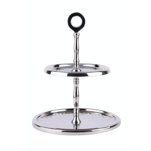 Soporte Redondo de Aluminio de 3 Niveles de Alta Calidad para Servir Pasteles, Diseño Único con Relieve de Rama de Árbol y Elegante Acabado Plateado de Acero Inoxidable - Product Image 5