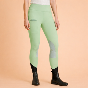 Leggings d'équitation pour femmes – Vert clair |   Collants d'équitation taille haute avec patchs aux genoux - Product Image 1
