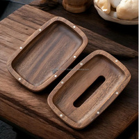 Boîte à mouchoirs rectangulaire en bois d'acacia massif, style nordique minimaliste, écologique, décorative pour table ou salle de bain, naturelle