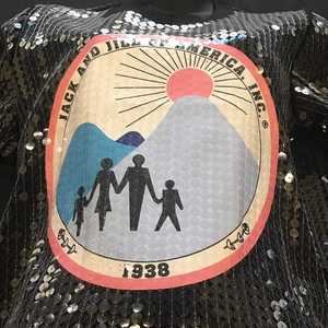 Jack and Jill <b>Sequin</b> V Neck <b>Top</b> Women Short Sleeve Black Bling T-Shirt Custom Greek Inspired Fashion Apparel for Ladies - Product Image 5