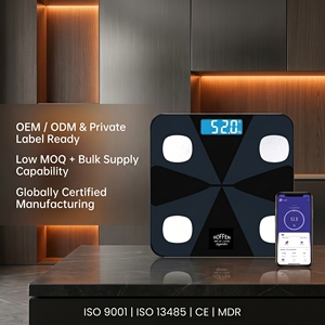 เครื่องวัดไขมันในร่างกายระบบดิจิทัลที่มีความแม่นยำสูงในห้องน้ำพร้อมโหมดอัจฉริยะ BMI สำหรับการจัดการไขมันด้วยวัสดุกระจกแอป - Product Image 1