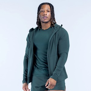 Latest Design Wholesale Custom Logo Men's Full Length <b>Zip</b>-Up Solid Long Sleeve Sweatshirt Slim Fit Lightweight Windproof <b>Hooded</b> - Product Image 2