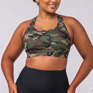 Women's Camo Racerback Sports Bra Yoga Workout Fitness Bra <b>Top</b> Athletic Wear Camouflage Racer-back <b>Top</b> Women - Product Image 1
