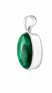 Magnifique pendentif en argent sterling 925 avec malachite naturelle pour femme, fait main, pierre précieuse verte, bijou élégant et remarquable, cadeau - Product Image 3