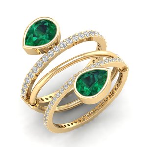 REYES Wholesale Factory Price 14K Solid Gold Moissanite <b>Ring</b> High Quality Emerald Gemstone Exclusive Designer Jewelry For Women - Product Image 6
