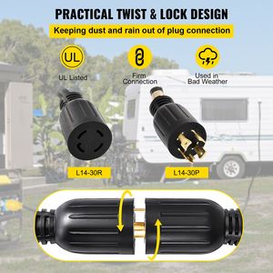 Cavo di prolunga per generatore per impieghi gravosi da 50 piedi, 30 Amp, SJTW 10 AWG, 4 poli, NEMA L14 30P, 125/250V, con connettore CA maschio Twist-Loc - Product Image 5
