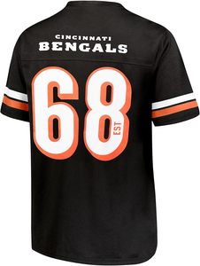 Camiseta Negra <span class=keywords><strong>de</strong></span> los Cincinnati Bengals Número 68 con Logotipo Naranja y Blanco, Mangas a Rayas, Material <span class=keywords><strong>de</strong></span> Poliéster, Duradera, <span class=keywords><strong>de</strong></span> Secado Rápido, Bordada - Product Image 3