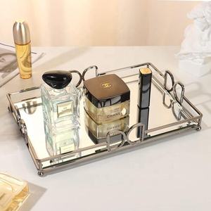 Rectangle Silver-Plated Antique Imitation Metal <b>Mirror</b> Jewelry <b>Storage</b> Vanity Tray for <b>Bathroom</b> Decor Wholesale - Product Image 4