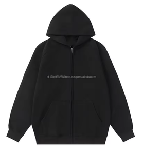 Streetwear personnalisé manches raglan surdimensionné fermeture éclair hommes sweats à capuche fermeture éclair mentale 400gsm polaire à capuche - Product Image 2